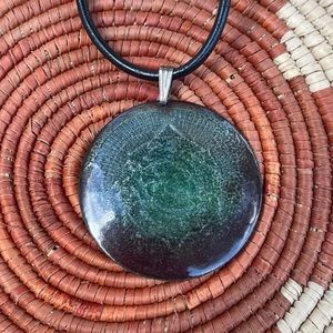 Handmade Emerald and Purple Glass Pendant Necklace